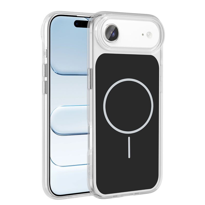 Apple iPhone 17 Air Kılıf M-Safe Şarj Özellikli Metal Buton Tasarımlı Zore İkonik Sert Silikon Kapak