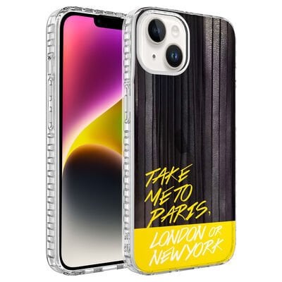 Apple iPhone 14 Plus Kılıf Airbag Kenarlı Renkli Desenli Silikon Zore Elegans Kapak