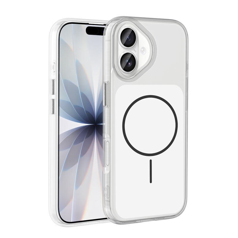 Apple iPhone 17 Kılıf M-Safe Şarj Özellikli Metal Buton Tasarımlı Zore İkonik Sert Silikon Kapak