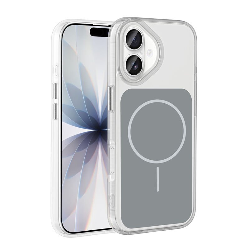 Apple iPhone 17 Kılıf M-Safe Şarj Özellikli Metal Buton Tasarımlı Zore İkonik Sert Silikon Kapak