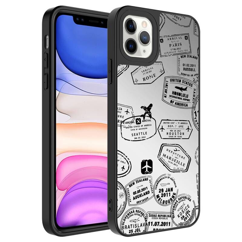 Apple iPhone 11 Pro Max Kılıf Aynalı Desenli Kamera Korumalı Parlak Zore Mirror Kapak