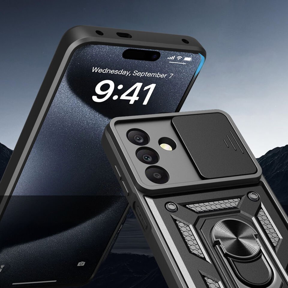 Galaxy A26 Kılıf Magnetik Standlı Kamera Korumalı Zore Sürgülü Vega Kapak