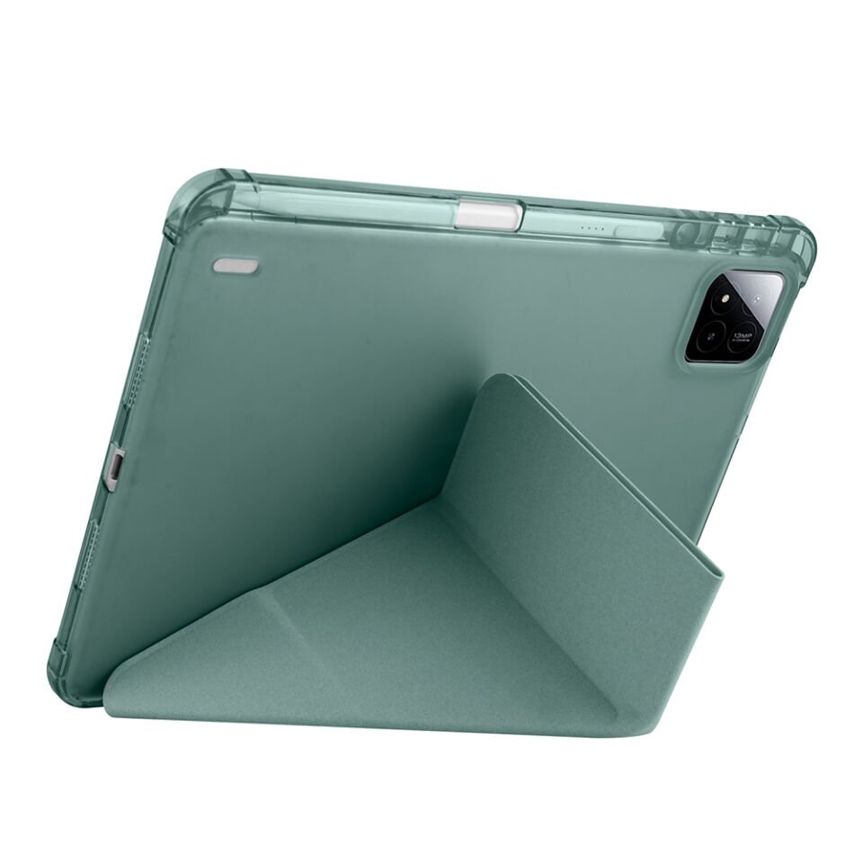 Xiaomi Pad 7 Pro Kılıf Zore Tri Folding Kalem Bölmeli Standlı Kılıf Koyu Yeşil