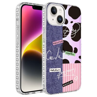 Apple iPhone 14 Plus Kılıf Airbag Kenarlı Renkli Desenli Silikon Zore Elegans Kapak NO8