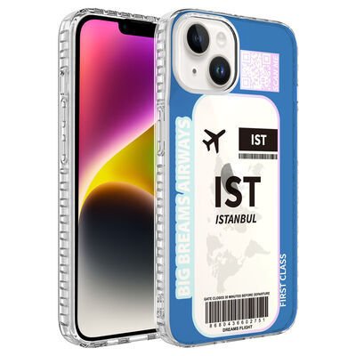 Apple iPhone 14 Kılıf Airbag Kenarlı Renkli Desenli Silikon Zore Elegans Kapak