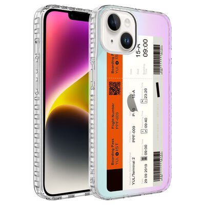 Apple iPhone 14 Kılıf Airbag Kenarlı Renkli Desenli Silikon Zore Elegans Kapak