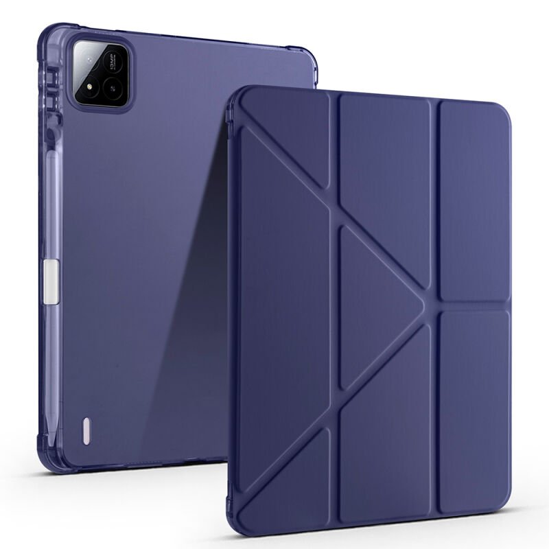 Xiaomi Pad 7 Kılıf Zore Tri Folding Kalem Bölmeli Standlı Kılıf Lacivert