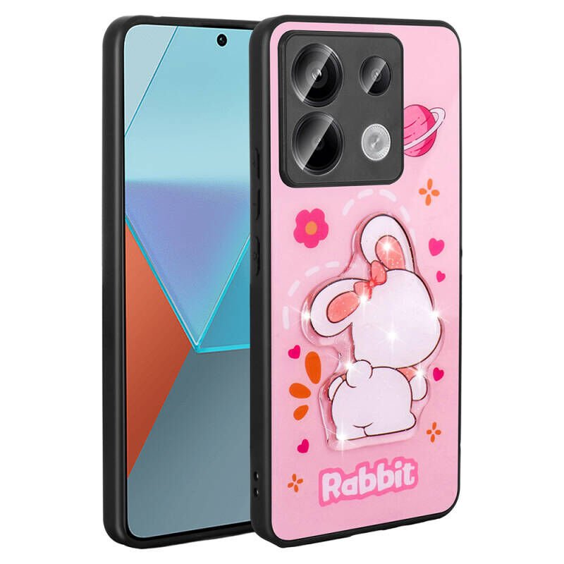 Xiaomi Redmi Note 13 Pro 5G Kılıf Parlayan Kabartmalı İkonik Figürlü Zore Amas Silikon Kapak