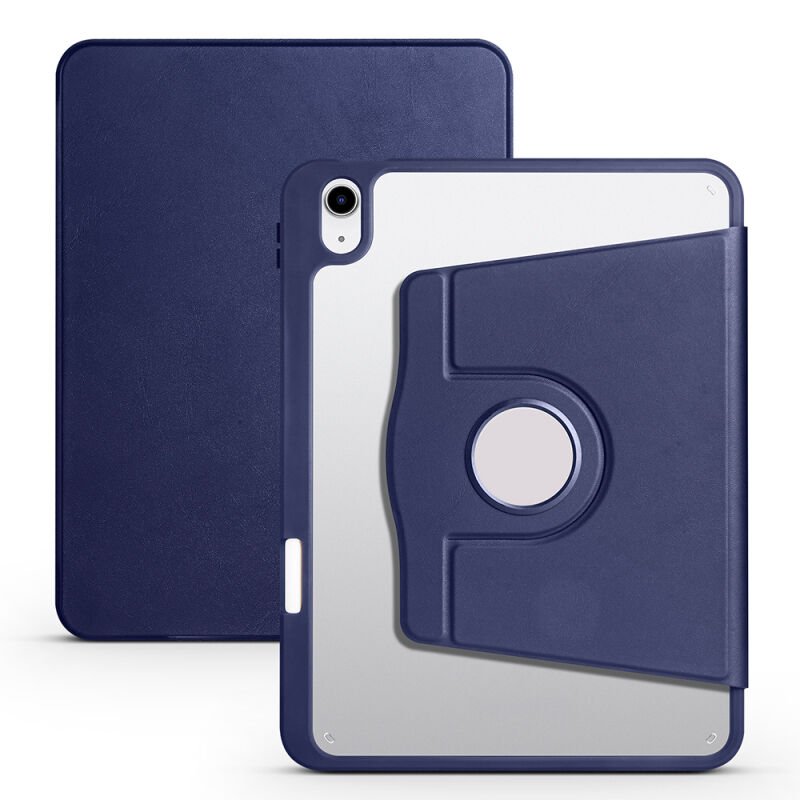 Apple iPad 10.9 2022 (10.Nesil) Kılıf Zore Termik Kalem Bölmeli Dönebilen Standlı Kılıf Lacivert