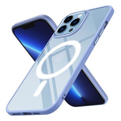 Apple iPhone 13 Pro Max Kılıf Wireless Şarj Özellikli Zore Krom M-safe Silikon Kapak