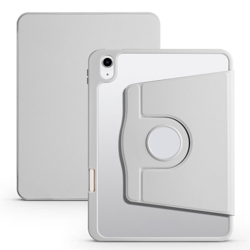 Apple iPad 10.9 2022 (10.Nesil) Kılıf Zore Termik Kalem Bölmeli Dönebilen Standlı Kılıf Gri