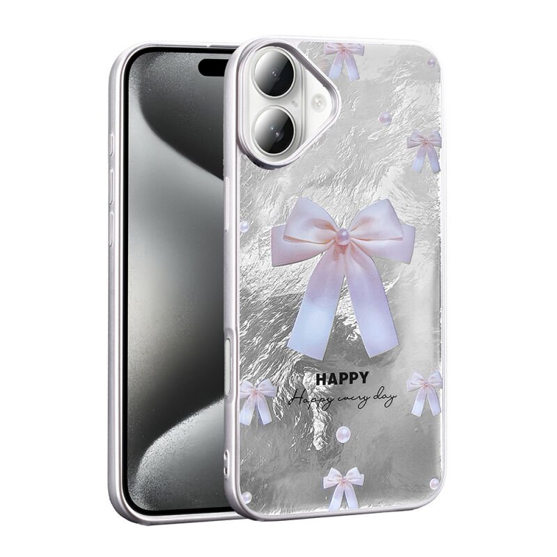 Apple iPhone 16 Kılıf Desenli Zore Mep Kapak İncili Fiyonk