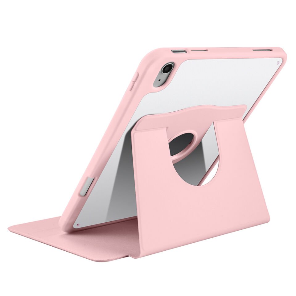 Apple iPad 10.9 2022 (10.Nesil) Kılıf Zore Termik Kalem Bölmeli Dönebilen Standlı Kılıf Pembe