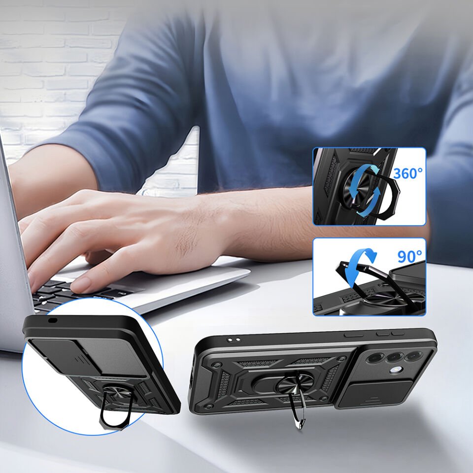 Galaxy A37 Kılıf Magnetik Standlı Kamera Korumalı Zore Sürgülü Vega Kapak