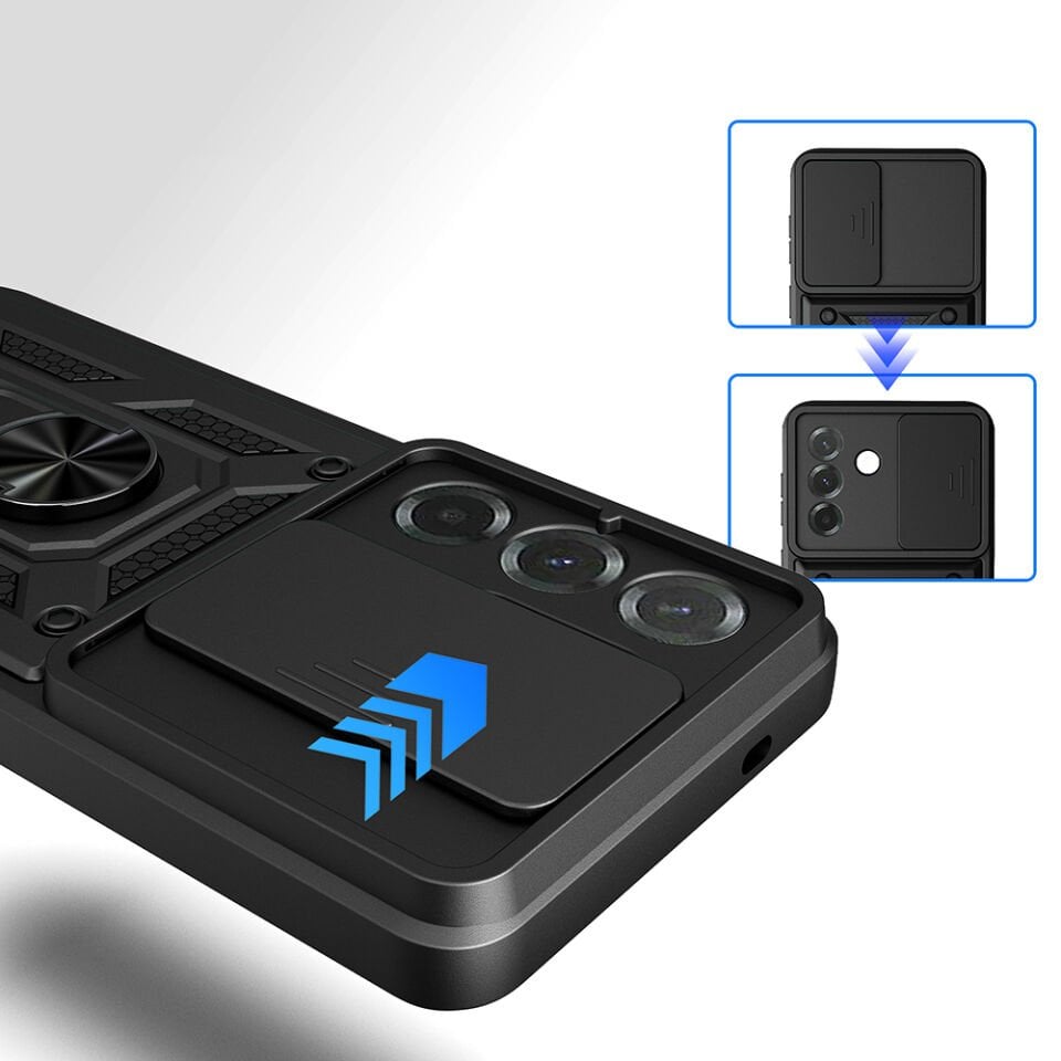 Galaxy A37 Kılıf Magnetik Standlı Kamera Korumalı Zore Sürgülü Vega Kapak