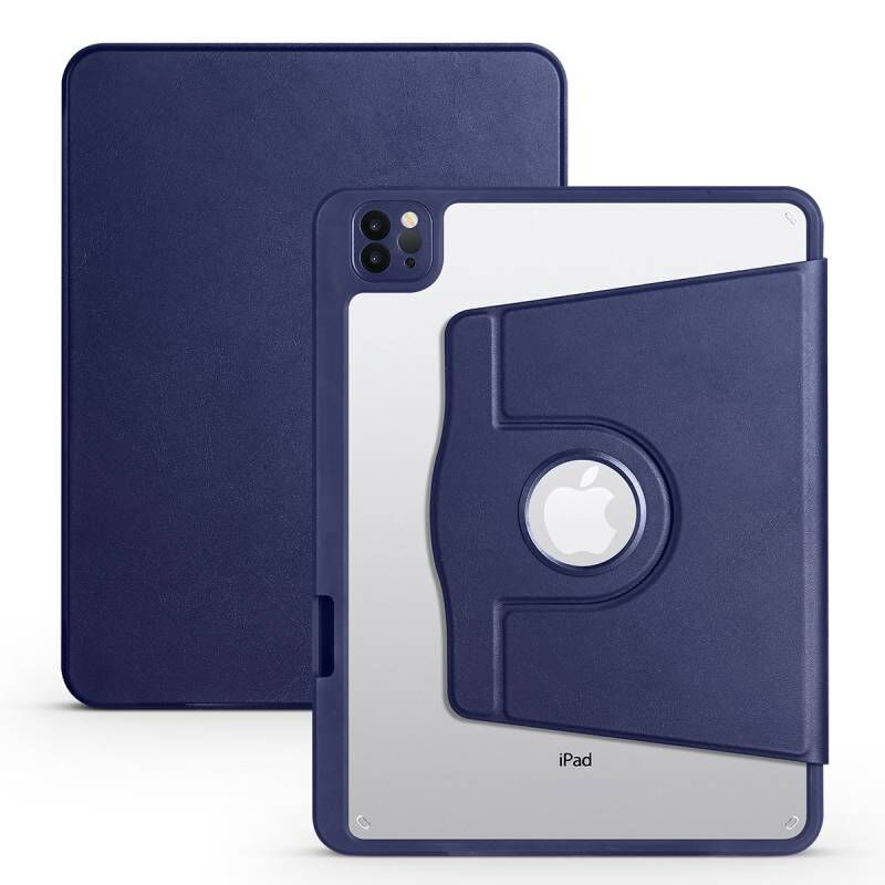 Apple iPad Pro 11 2018 Kılıf Zore Termik Kalem Bölmeli Dönebilen Standlı Kılıf Lacivert