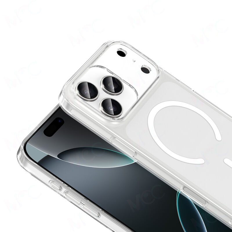 Apple iPhone 17 Pro Kamera Korumalı M-Safe Şarj Özellikli Şeffaf Zore London Sert PC Kapak