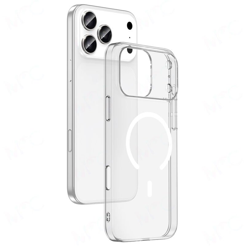 Apple iPhone 17 Pro Kamera Korumalı M-Safe Şarj Özellikli Şeffaf Zore London Sert PC Kapak