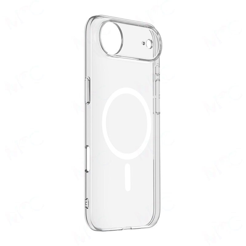 Apple iPhone 17 Air Kamera Korumalı M-Safe Şarj Özellikli Şeffaf Zore London Sert PC Kapak