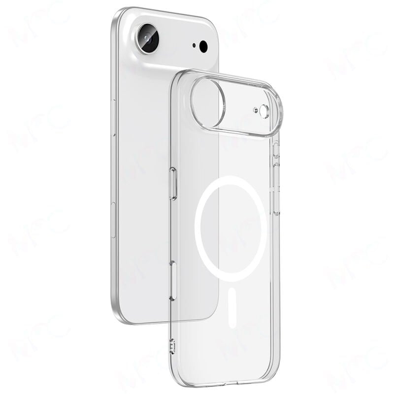 Apple iPhone 17 Air Kamera Korumalı M-Safe Şarj Özellikli Şeffaf Zore London Sert PC Kapak