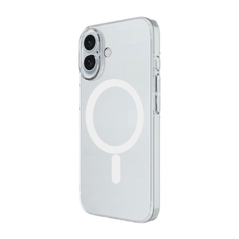iPhone 16 Plus Kamera Korumalı M-Safe Şarj Özellikli Şeffaf Zore London Sert PC Kapak Şeffaf