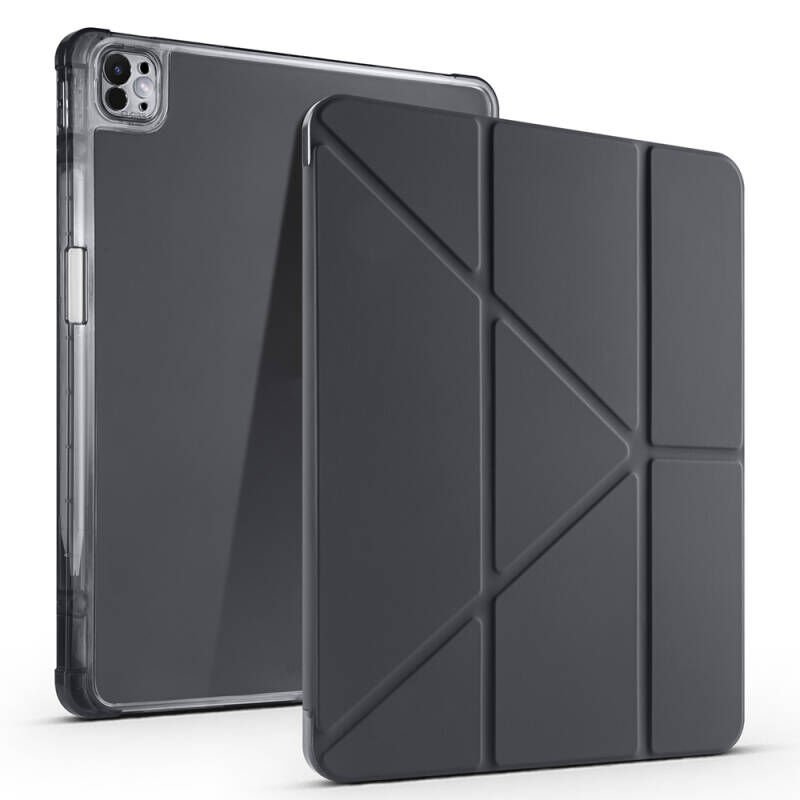 Apple iPad Air 13 2025 M3 Kılıf Zore Tri Folding Kalem Bölmeli Standlı Kılıf Siyah