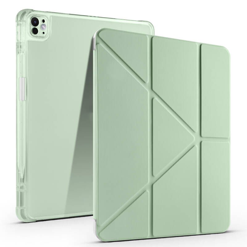 Apple iPad Air 13 2025 M3 Kılıf Zore Tri Folding Kalem Bölmeli Standlı Kılıf Yeşil