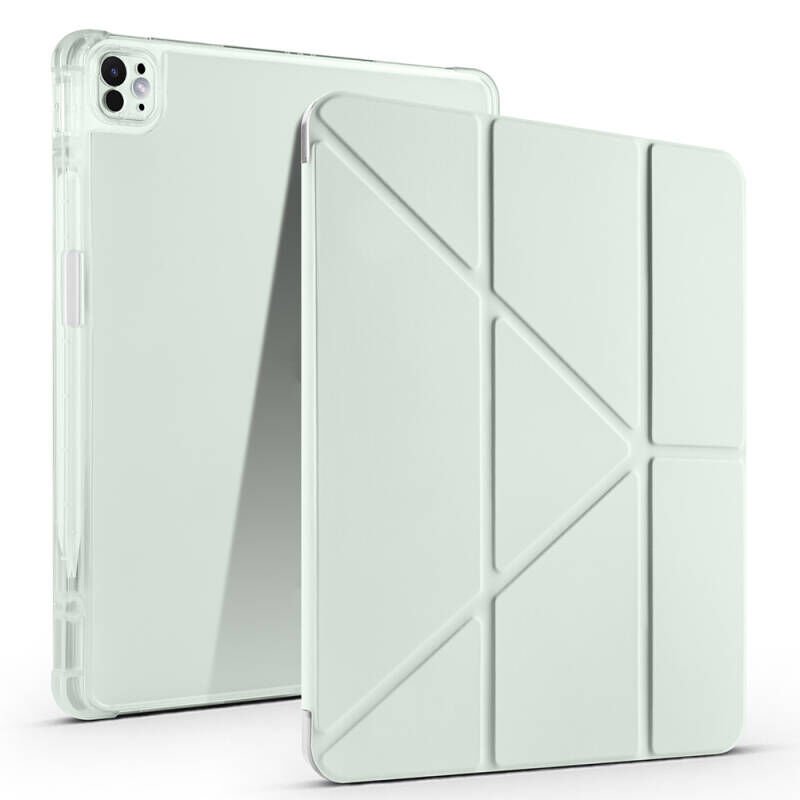 Apple iPad Air 13 2025 M3 Kılıf Zore Tri Folding Kalem Bölmeli Standlı Kılıf Açık Yeşil