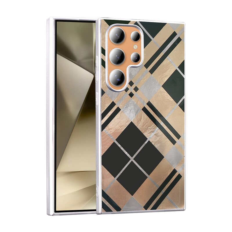 Galaxy S24 Ultra Kılıf Desenli Zore Mep Kapak Geometrik