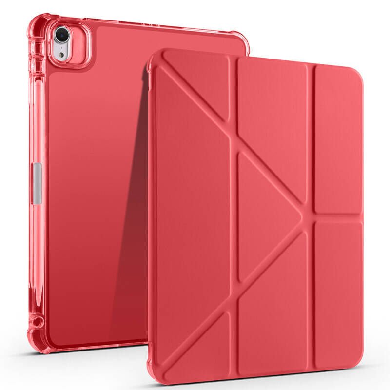 Apple iPad Air 11 2025 M3 Kılıf Zore Tri Folding Kalem Bölmeli Standlı Kılıf Kırmızı