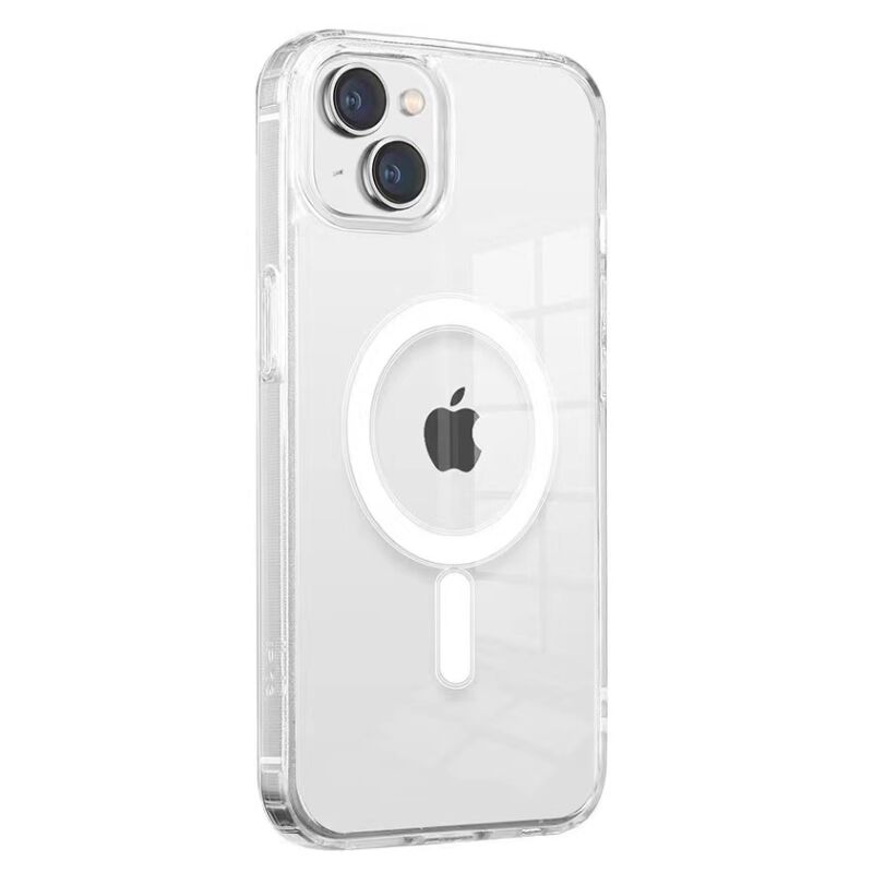 Apple iPhone 13 Kılıf M-safe Şarj Özellikli Şeffaf Sert PC Zore Embos Kapak Şeffaf