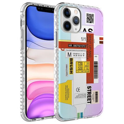 Apple iPhone 11 Pro Max Kılıf Airbag Kenarlı Renkli Desenli Silikon Zore Elegans Kapak