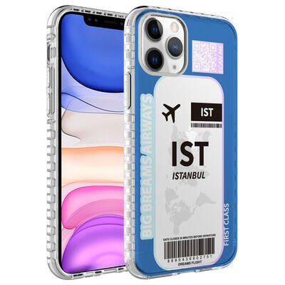 Apple iPhone 11 Pro Kılıf Airbag Kenarlı Renkli Desenli Silikon Zore Elegans Kapak