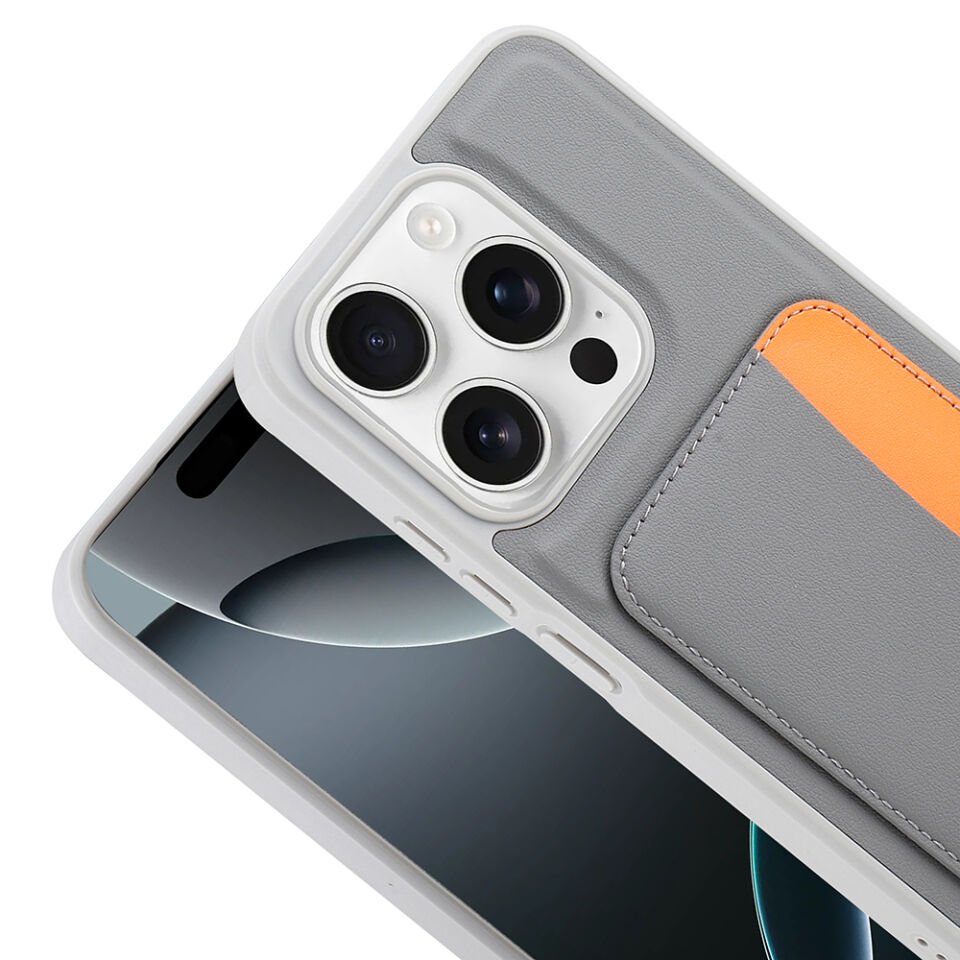 Apple iPhone 15 Kılıf Kartlıklı Zore X-Kart Silikon Kapak Koyu Gri