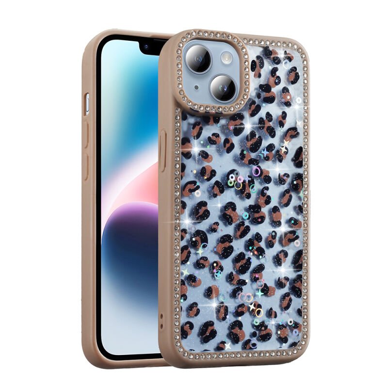 Apple iPhone 15 Kılıf Taşlı ve Simli Tasarım Zore Azra Kapak