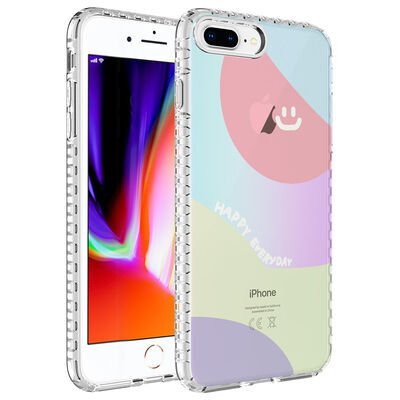 Apple iPhone 8 Plus Kılıf Airbag Kenarlı Renkli Desenli Silikon Zore Elegans Kapak