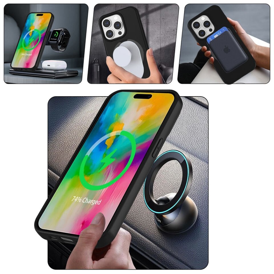 Apple iPhone 14 Pro Kılıf M-safe Şarj Özellikli Standlı Zore Samara Kapak