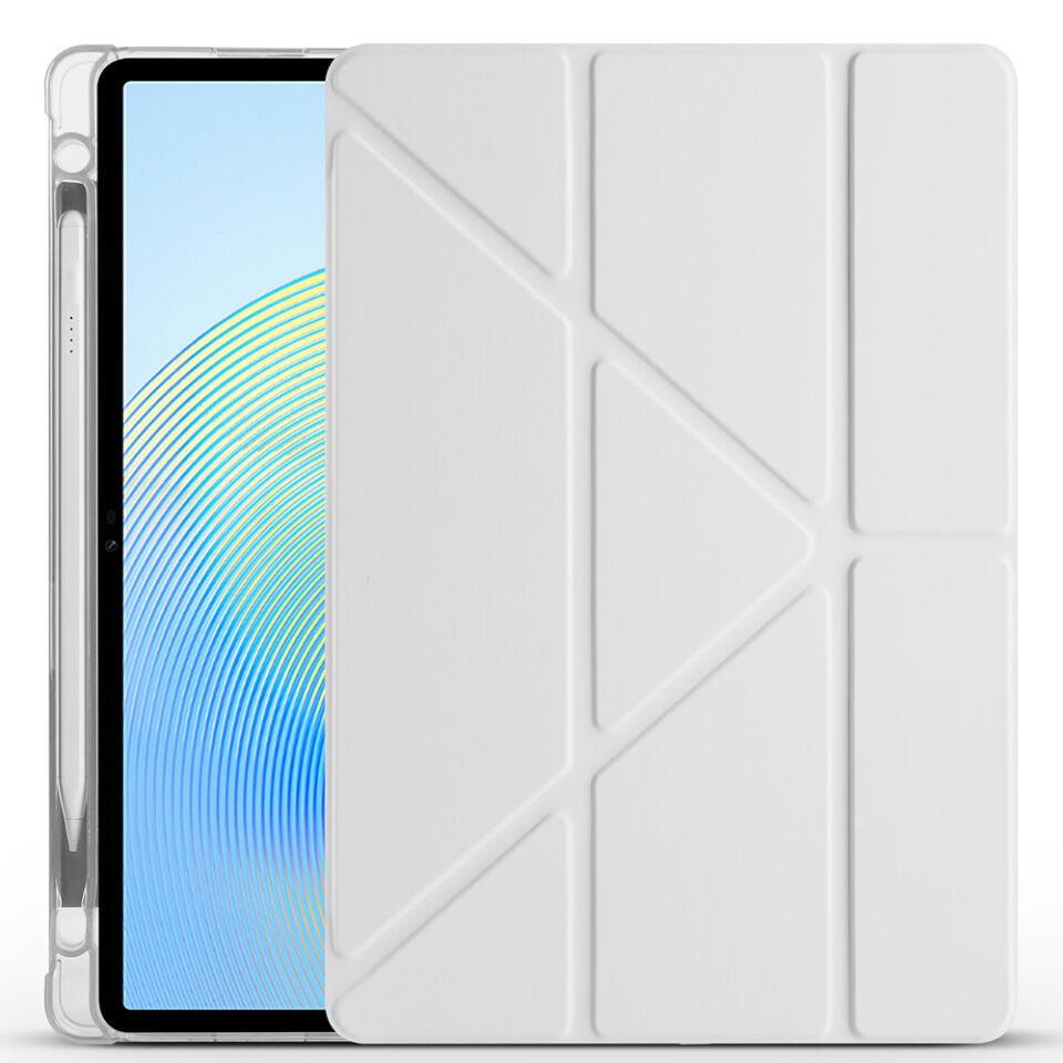 Honor Pad X8A Kılıf Zore Tri Folding Kalem Bölmeli Standlı Kılıf Gri