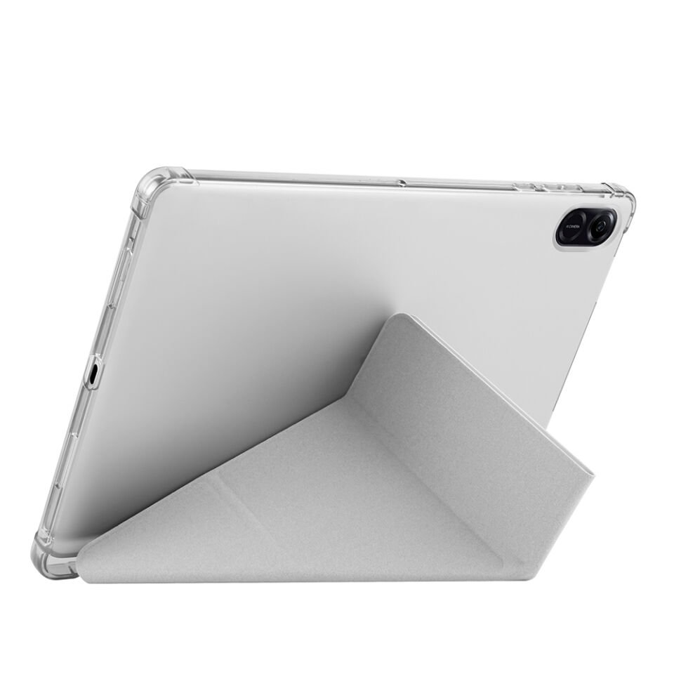Honor Pad X8A Kılıf Zore Tri Folding Kalem Bölmeli Standlı Kılıf Gri