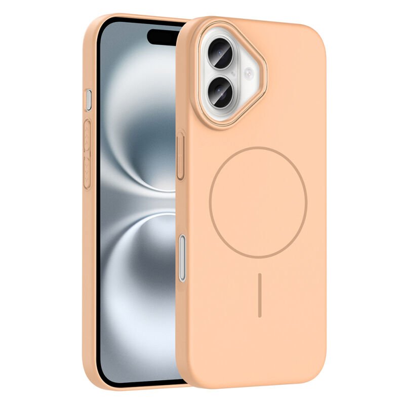 Apple iPhone 16 Plus Kılıf M-safe Şarj Özellikli Zore Ruby Sert Kapak Desert Titanyum