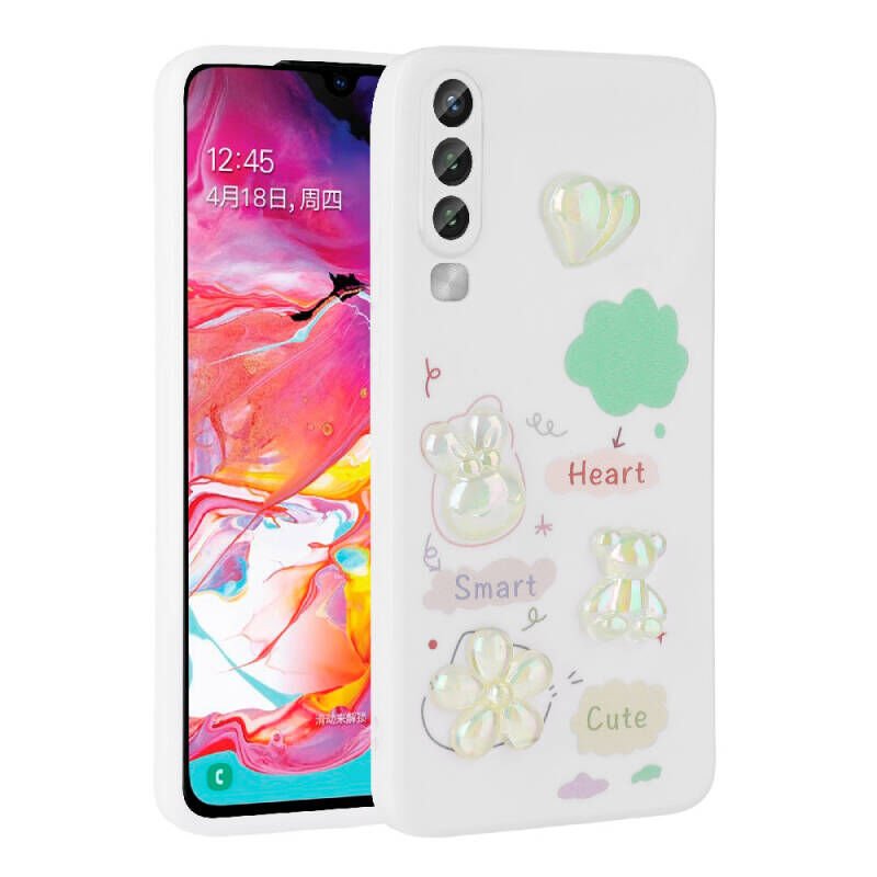 Galaxy A70 Kılıf Kabartma Figürlü Parlak Zore Toys Silikon Kapak