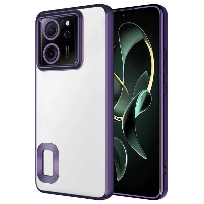 Xiaomi Mi 13T Pro Kılıf Kamera Korumalı Logo Gösteren Zore Omega Kapak Derin Mor