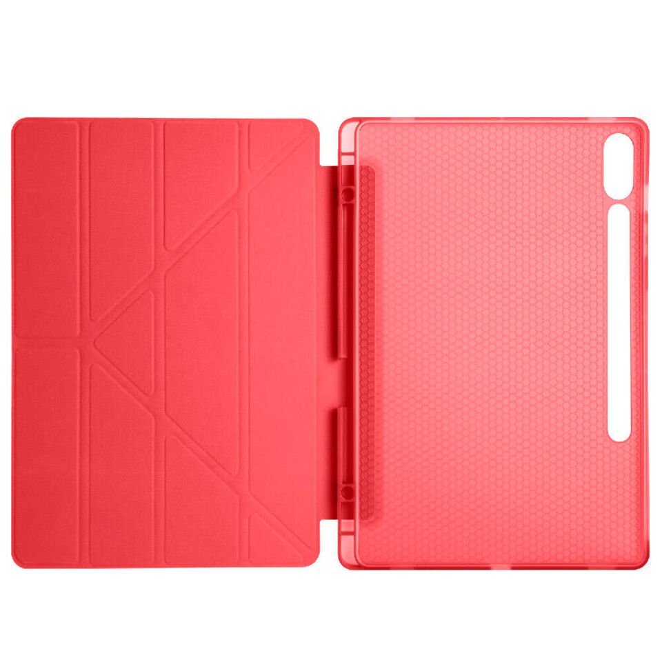 Galaxy Tab S10 Plus Kılıf Zore Tri Folding Kalem Bölmeli Standlı Kılıf Kırmızı