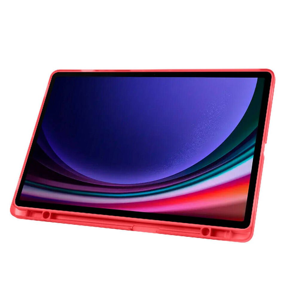 Galaxy Tab S10 Plus Kılıf Zore Tri Folding Kalem Bölmeli Standlı Kılıf Kırmızı