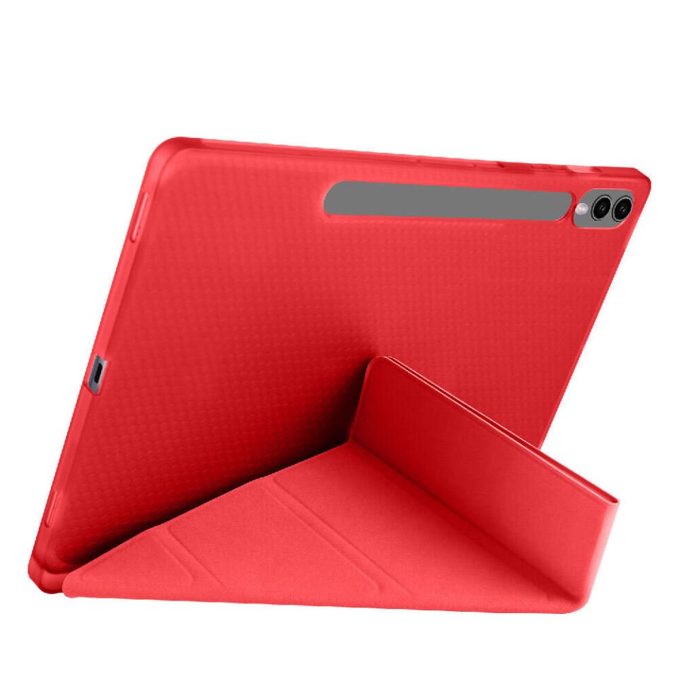 Galaxy Tab S10 Plus Kılıf Zore Tri Folding Kalem Bölmeli Standlı Kılıf Kırmızı