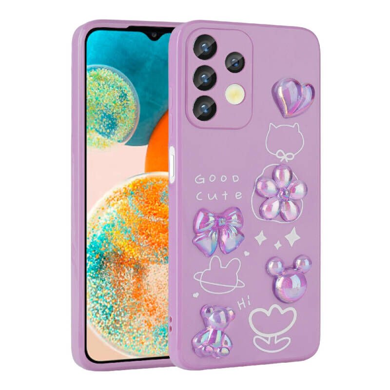Galaxy A32 4G Kılıf Kabartma Figürlü Parlak Zore Toys Silikon Kapak