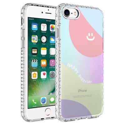 Apple iPhone SE 2020 Kılıf Airbag Kenarlı Renkli Desenli Silikon Zore Elegans Kapak