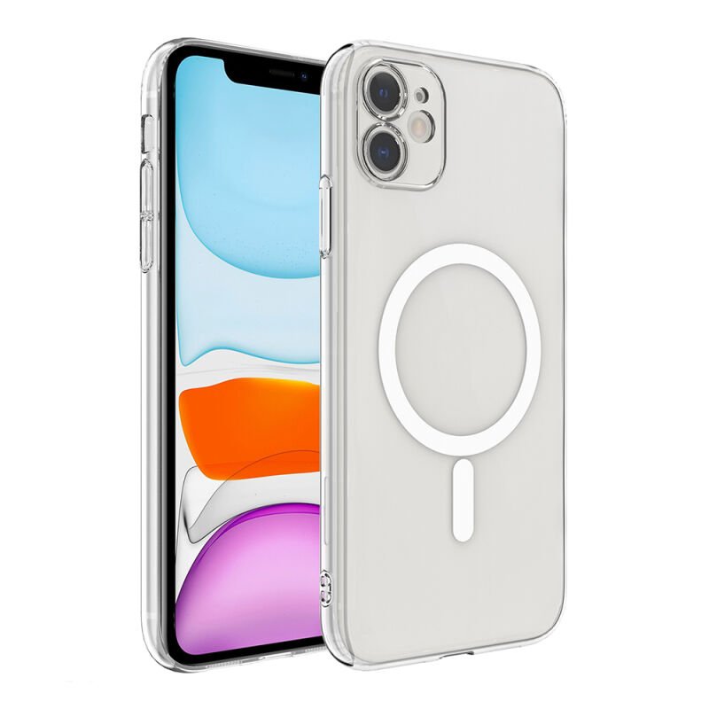 Apple iPhone 11 Kamera Korumalı M-Safe Şarj Özellikli Şeffaf Zore London Sert PC Kapak Şeffaf