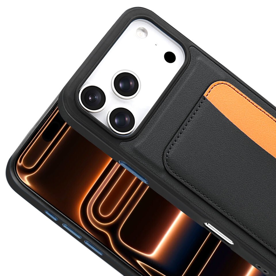Apple iPhone 17 Pro Kılıf Kartlıklı Zore X-Kart Silikon Kapak Siyah