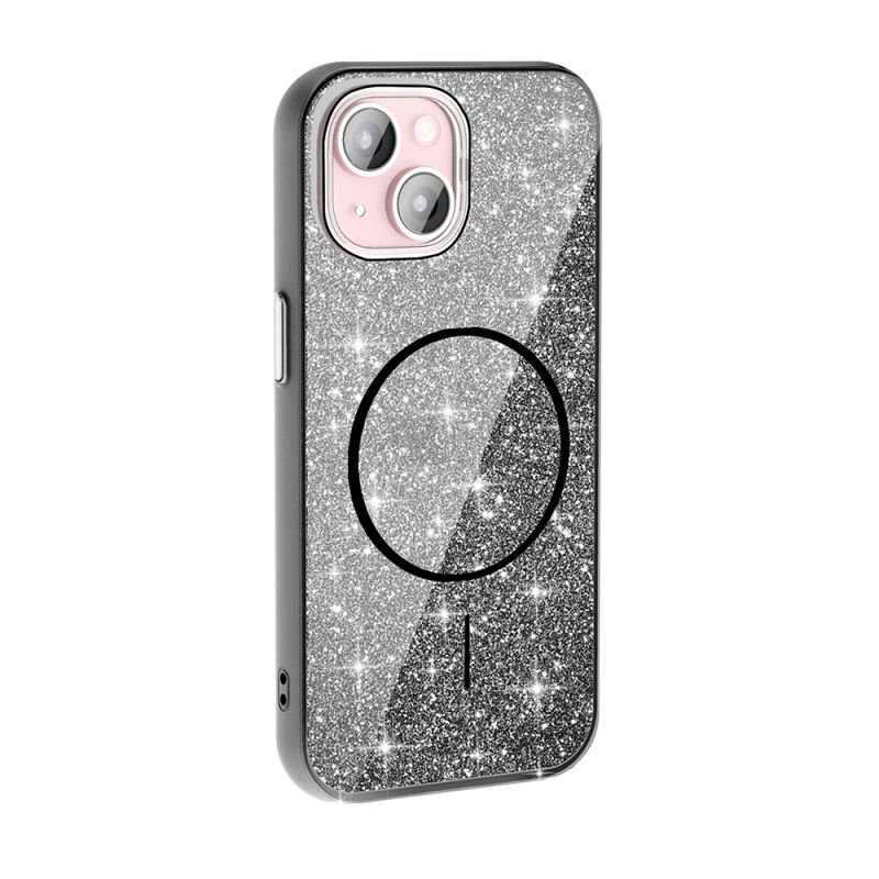 Apple iPhone 15 Plus Kılıf M-safe Şarj Özellikli Parlayan Simli Zore Okso Kapak